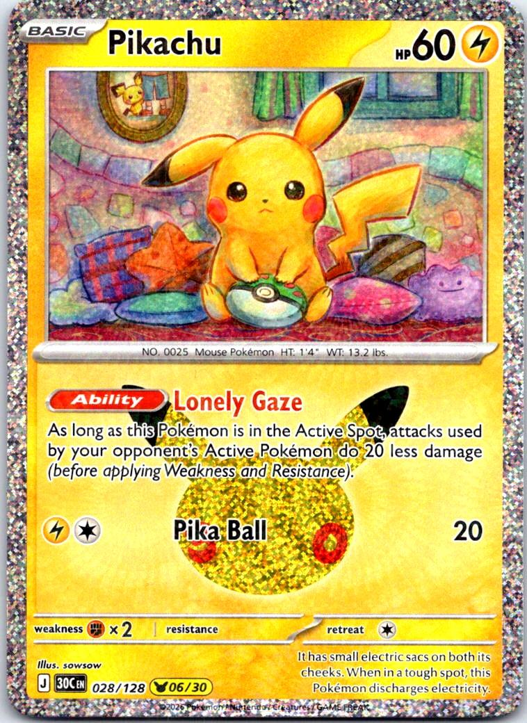 Pikachu - 028/128 - Holo - ME: 30TH CELEBRATION - Pokemon - | AB42-4