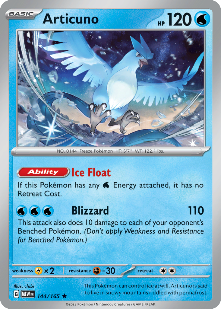 Articuno - 144/165 - Reverse Holo - 151 - Pokemon - Rare | AA61-42