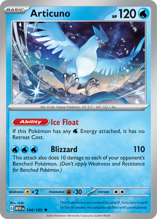 Articuno - 144/165 - Reverse Holo - 151 - Pokemon - Rare | AA61-42