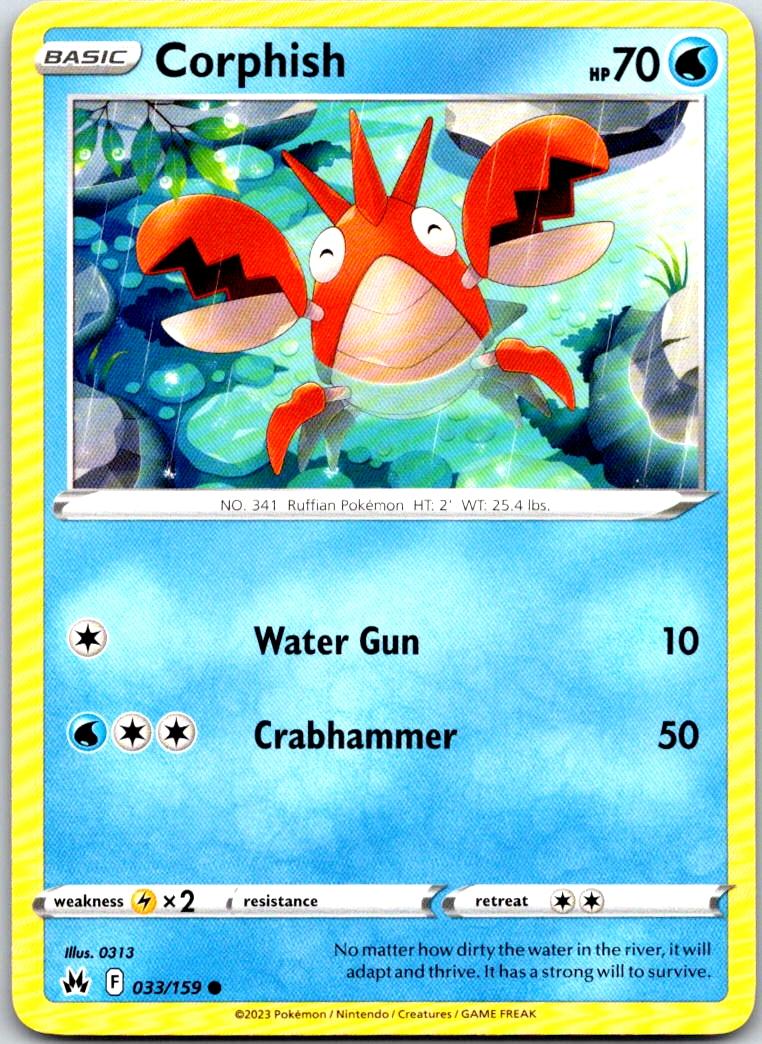 Corphish - 033/159 - - CROWN ZENITH - Pokemon - Common | AA101-7