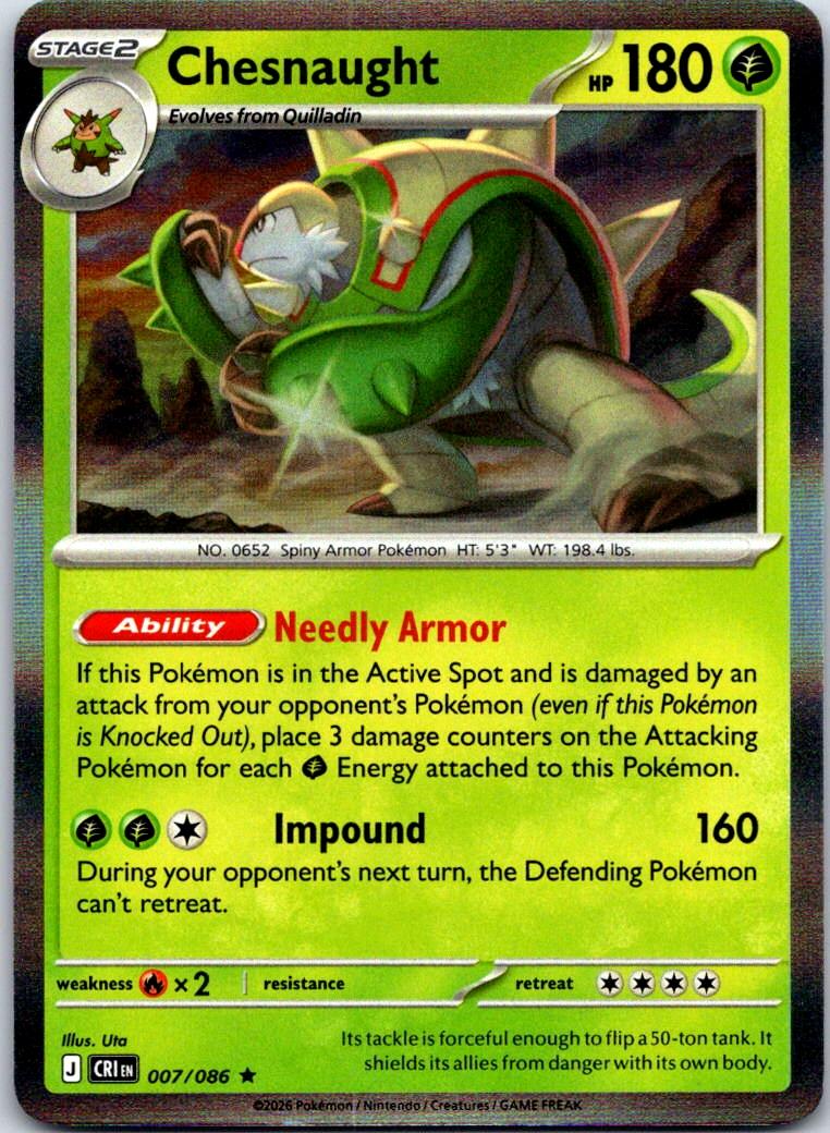 Chesnaught - 007/086 - Holo - CHAOS RISING - Pokemon - Rare | AB06-49