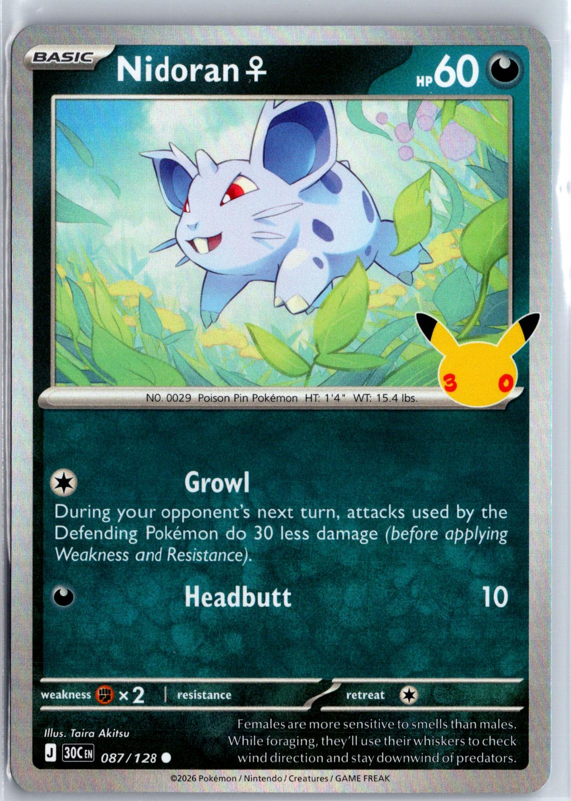 Nidoran F - 087/128 - Holo - ME: 30TH CELEBRATION - Pokemon - Common | AA98-1