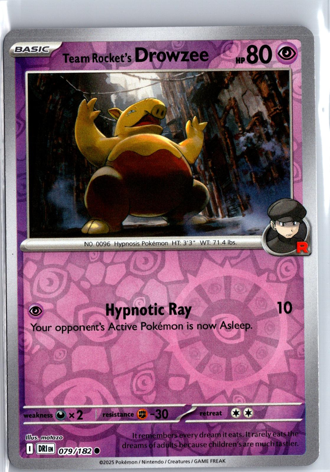 Team Rocket's Drowzee - 079/182 - Reverse Holo - DESTINED RIVALS - Pokemon - | AA129-17