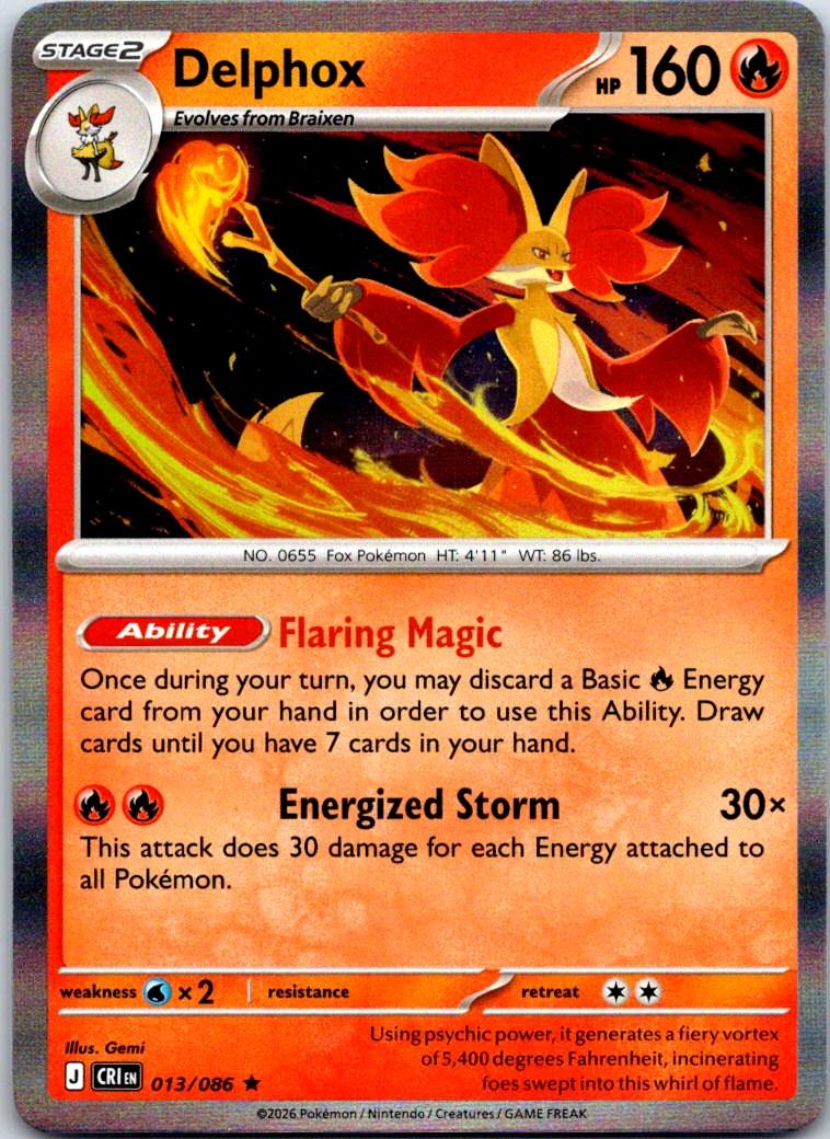 Delphox - 013/086 - Holo - CHAOS RISING - Pokemon - Rare | AA121-45