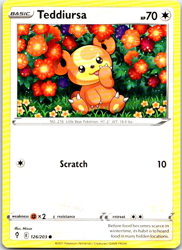 Teddiursa - 126/203 - - EVOLVING SKIES - Pokemon - Common | AC08-33