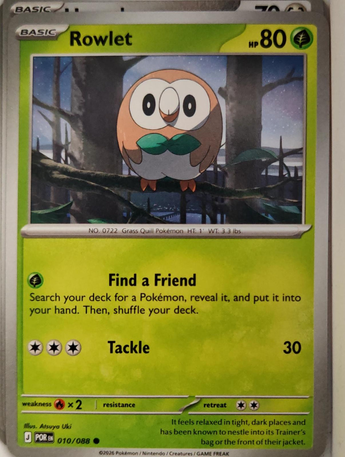 Rowlet - 010/088 - - PERFECT ORDER - Pokemon - Common | AA11-5