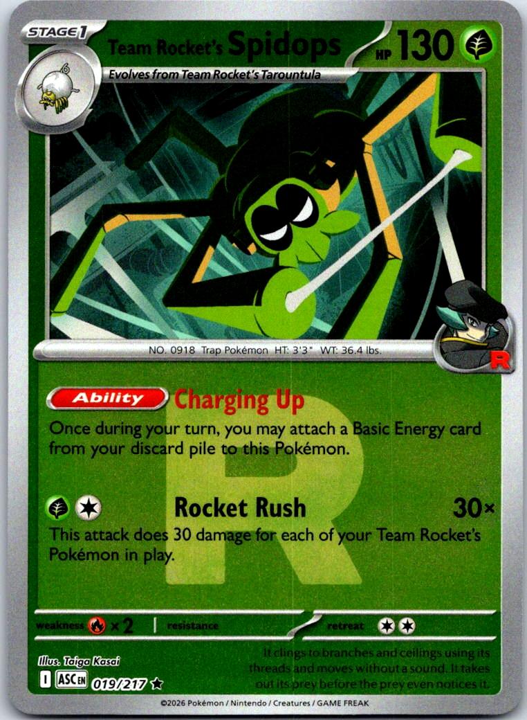 Team Rocket's Spidops (Team Rocket) - 019/217 - Reverse Holo - ASCENDED HEROES - Pokemon - | AB03-21