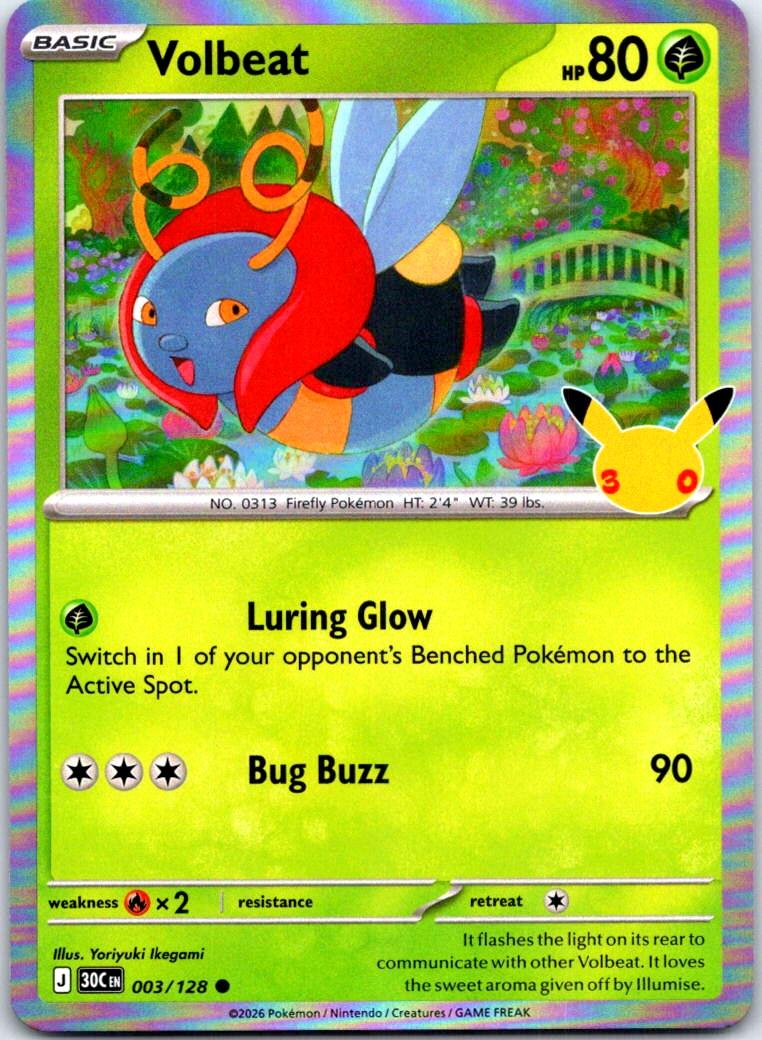Volbeat - 003/128 - Holo - ME: 30TH CELEBRATION - Pokemon - Common | AB31-51