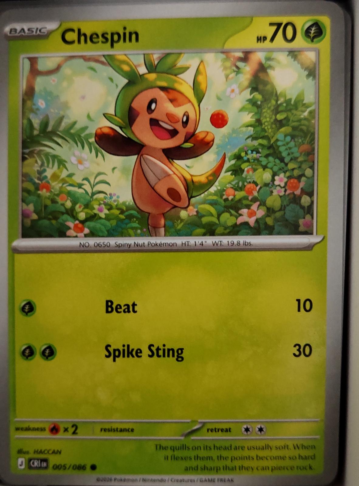 Chespin - 005/086 - - CHAOS RISING - Pokemon - Common | AA42-31