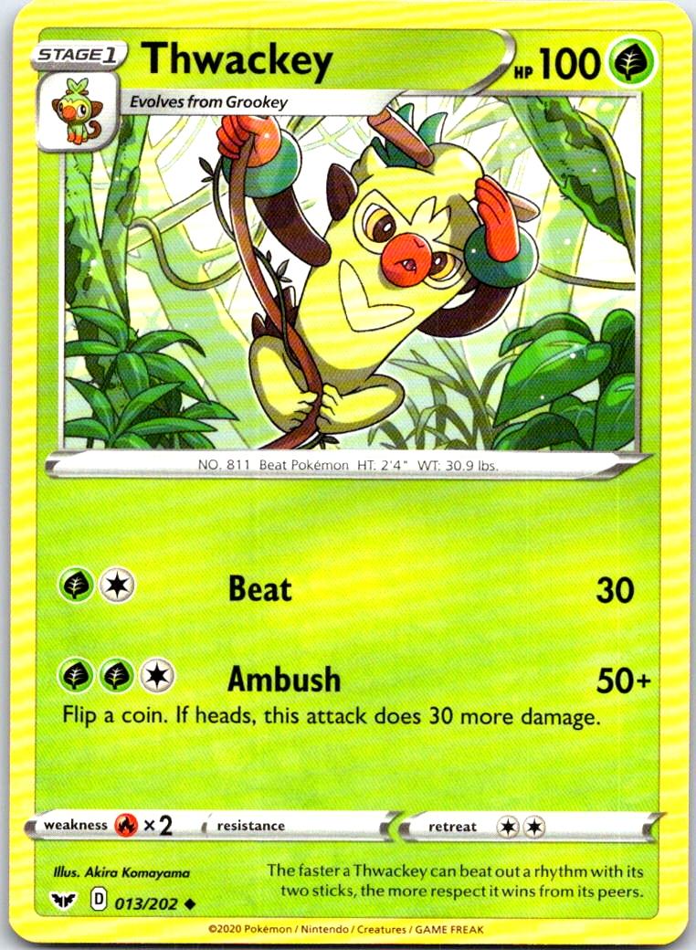 Thwackey - 013/202 - - SWORD & SHIELD - Pokemon - Uncommon | AB62-40