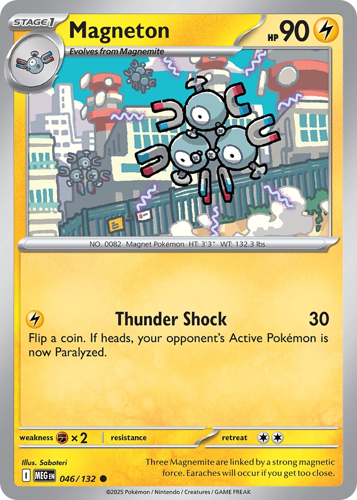 Magneton - 046/132 - Reverse Holo - MEGA EVOLUTION - Pokemon - Common | AA19-35