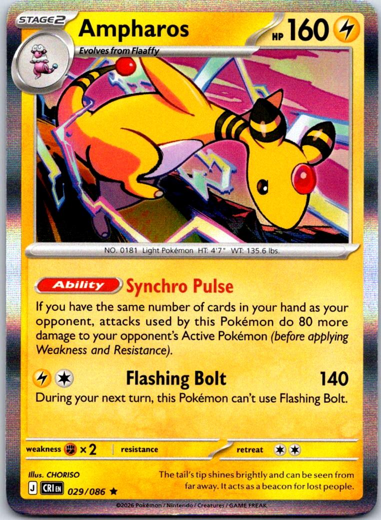 Ampharos - 029/086 - Holo - CHAOS RISING - Pokemon - Rare | AA122-48