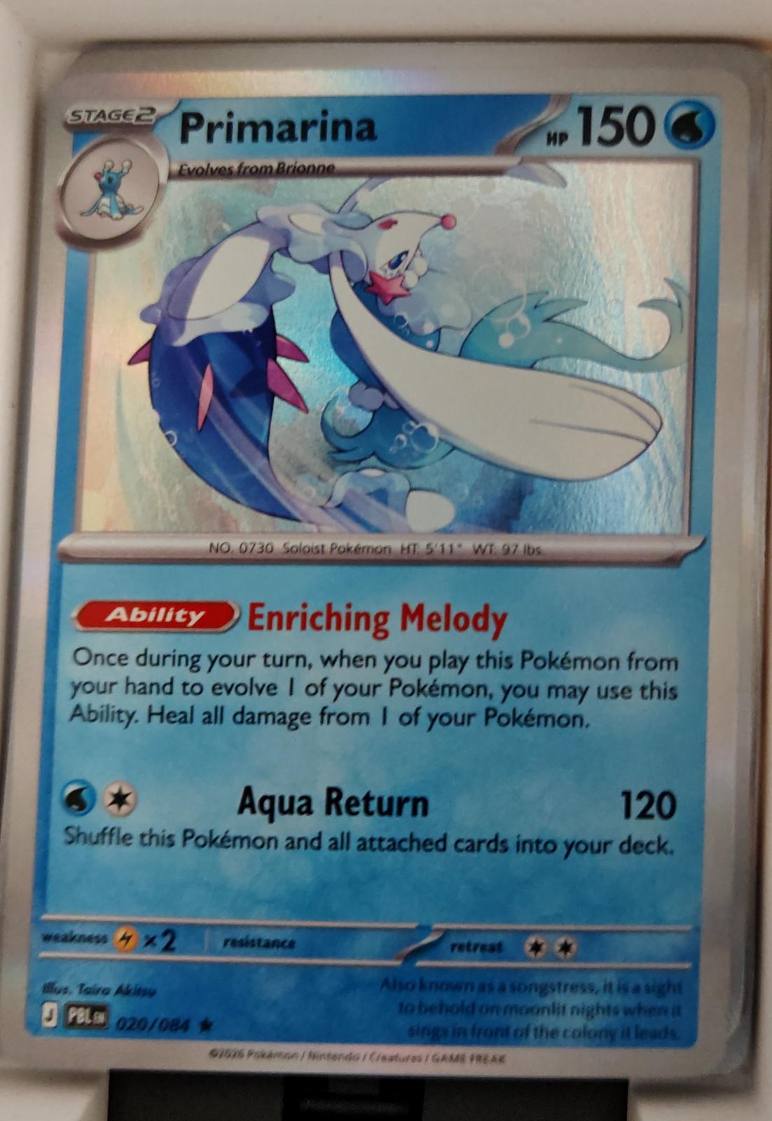 Primarina - 020/084 - Holo - PITCH BLACK - Pokemon - Rare | AA25-11