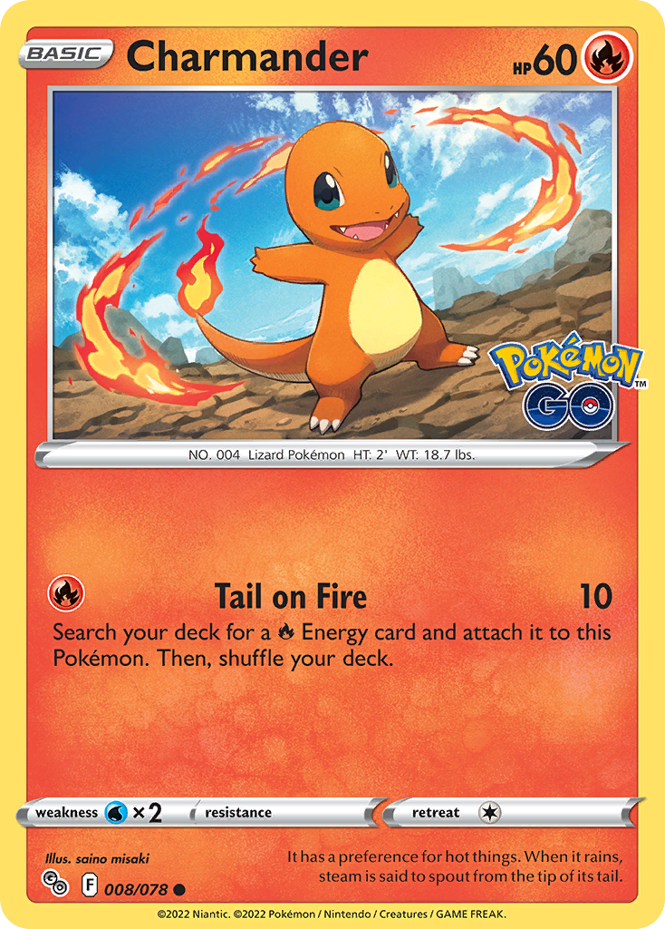Charmander - 008/078 - Reverse Holo - POKEMON GO - Pokemon - Common | AA119-22