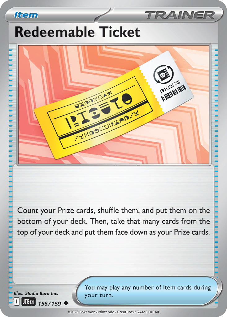 Redeemable Ticket - 156/159 - - JOURNEY TOGETHER - Pokemon - Uncommon | AA41-100