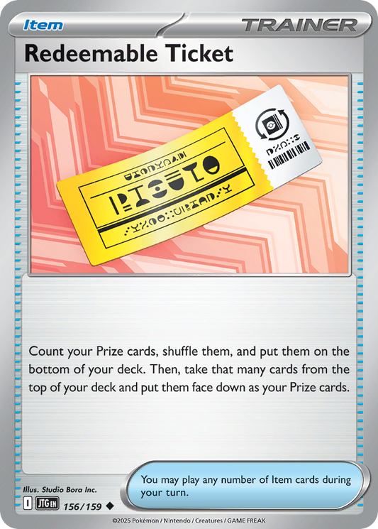 Redeemable Ticket - 156/159 - - JOURNEY TOGETHER - Pokemon - Uncommon | AA41-100