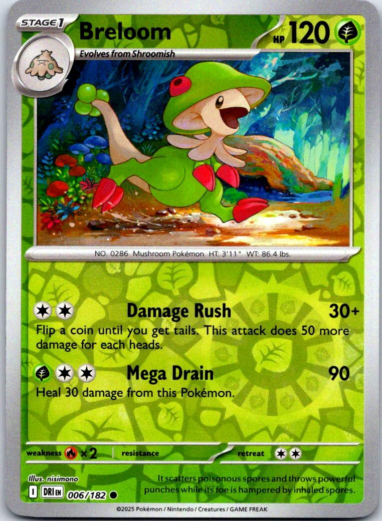 Breloom - 006/182 - Reverse Holo - DESTINED RIVALS - Pokemon - Common | AA123-8