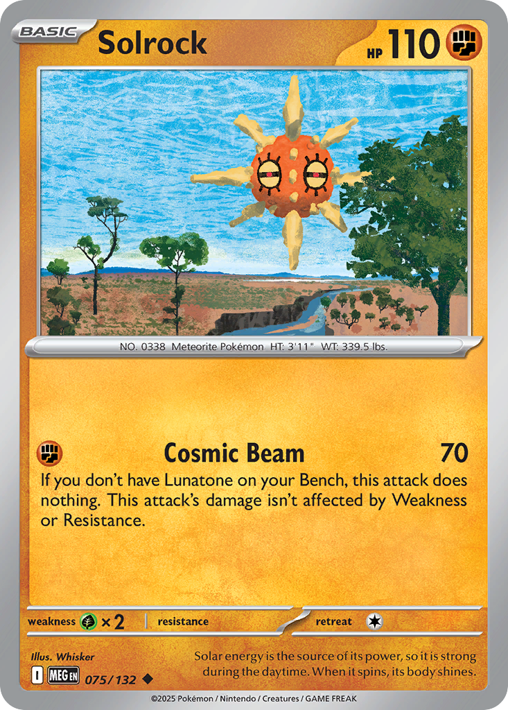 Solrock - 075/132 - Reverse Holo - MEGA EVOLUTION - Pokemon - Uncommon | AA24-29