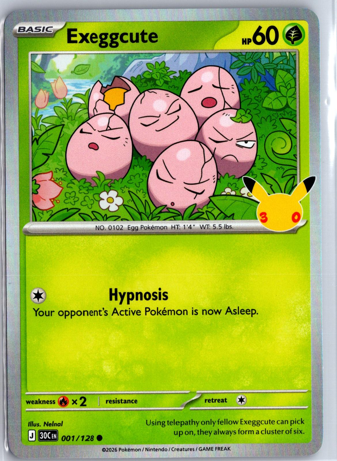 Exeggcute - 001/128 - Holo - ME: 30TH CELEBRATION - Pokemon - Common | AA96-18