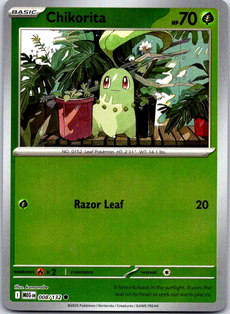 Chikorita - 008/132 - Reverse Holo - MEGA EVOLUTION - Pokemon - Common | AB02-7