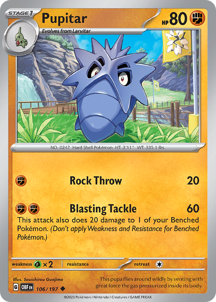 Pupitar - 106/197 - - OBSIDIAN FLAMES - Pokemon - Uncommon | AA05-64