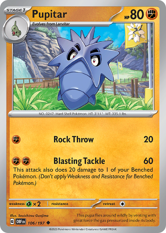 Pupitar - 106/197 - - OBSIDIAN FLAMES - Pokemon - Uncommon | AA05-64