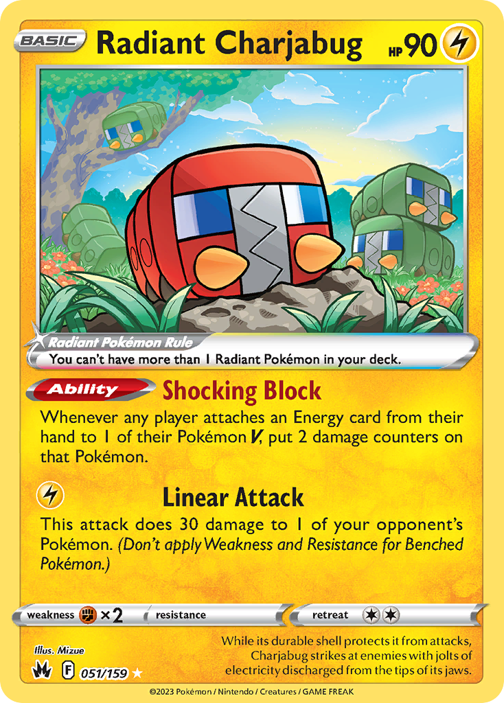 Radiant Charjabug - 051/159 - Holo - CROWN ZENITH - Pokemon - Radiant | AA119-25