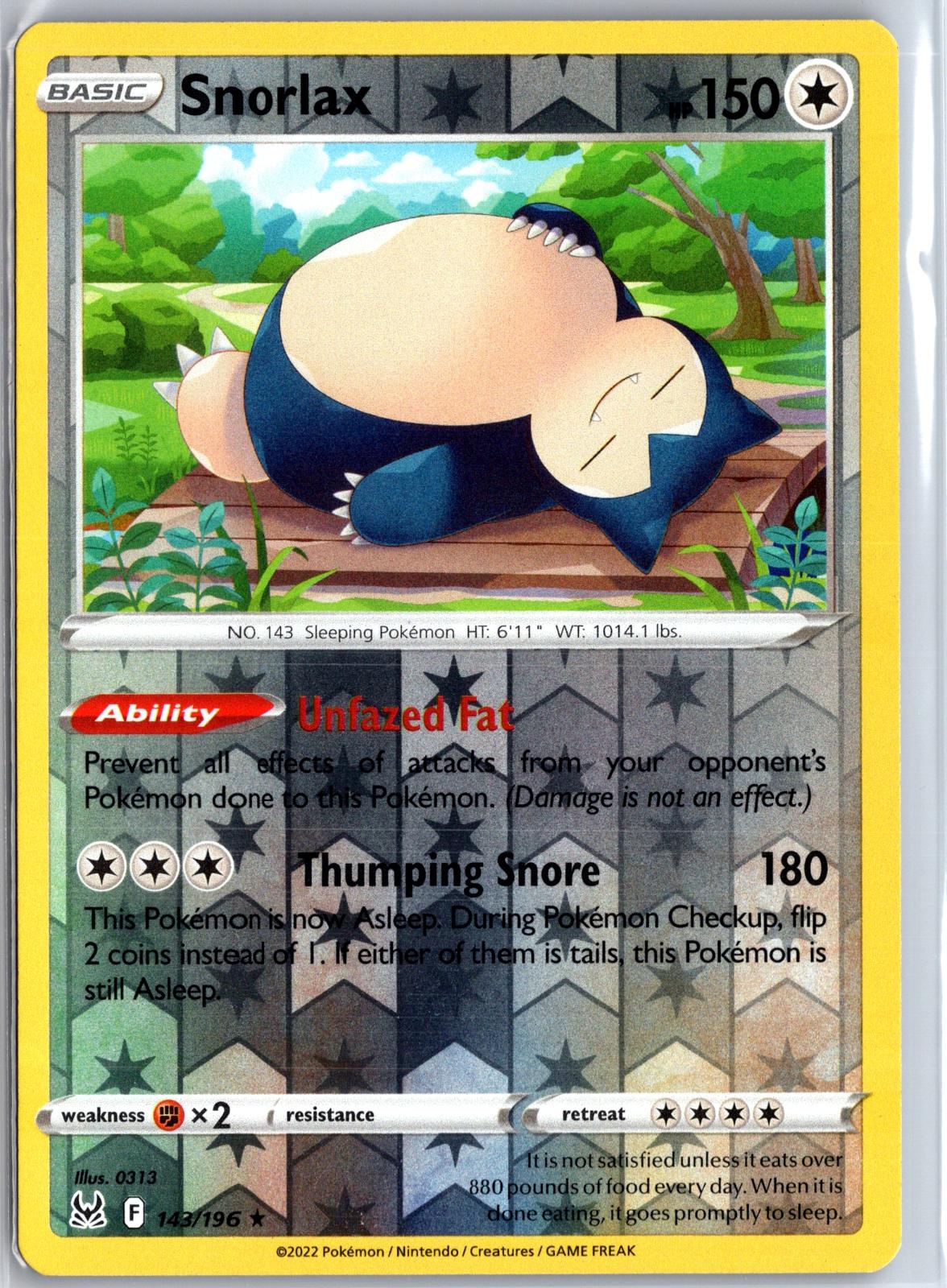 Snorlax - 143/196 - Reverse Holo - LOST ORIGIN - Pokemon - Rare | AA130-53