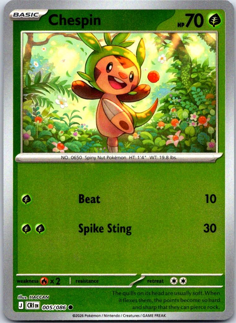 Chespin - 005/086 - Reverse Holo - CHAOS RISING - Pokemon - Common | AA131-7