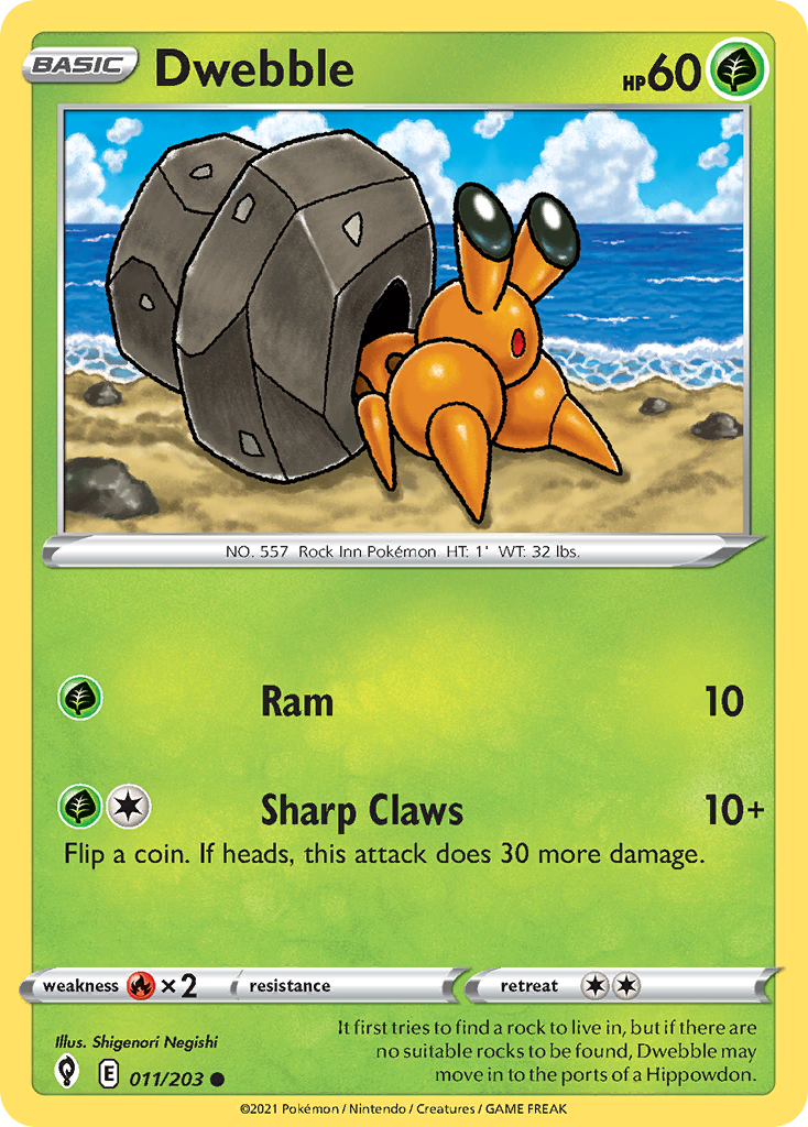Dwebble - 011/203 - - EVOLVING SKIES - Pokemon - Common | AA03-46