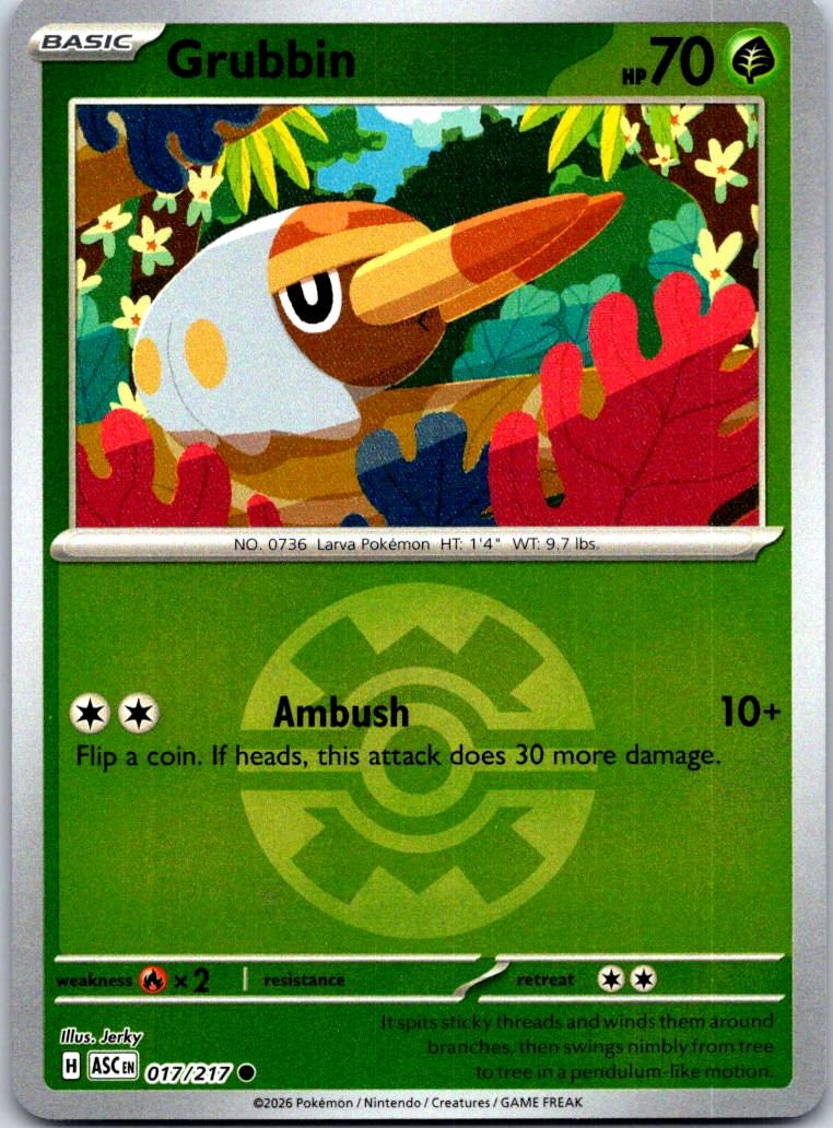 Grubbin (Quick Ball) - 017/217 - Reverse Holo - ASCENDED HEROES - Pokemon - | AA125-17
