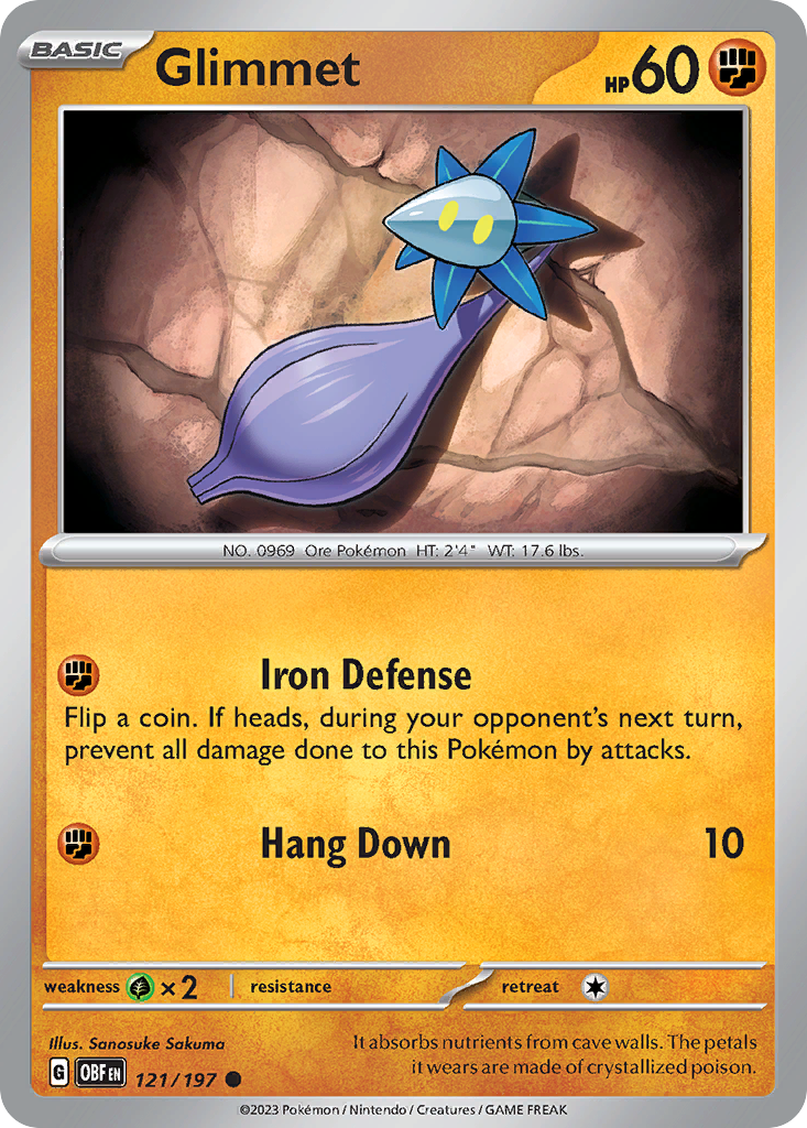 Glimmet - 121/197 - - OBSIDIAN FLAMES - Pokemon - Common | AA05-46