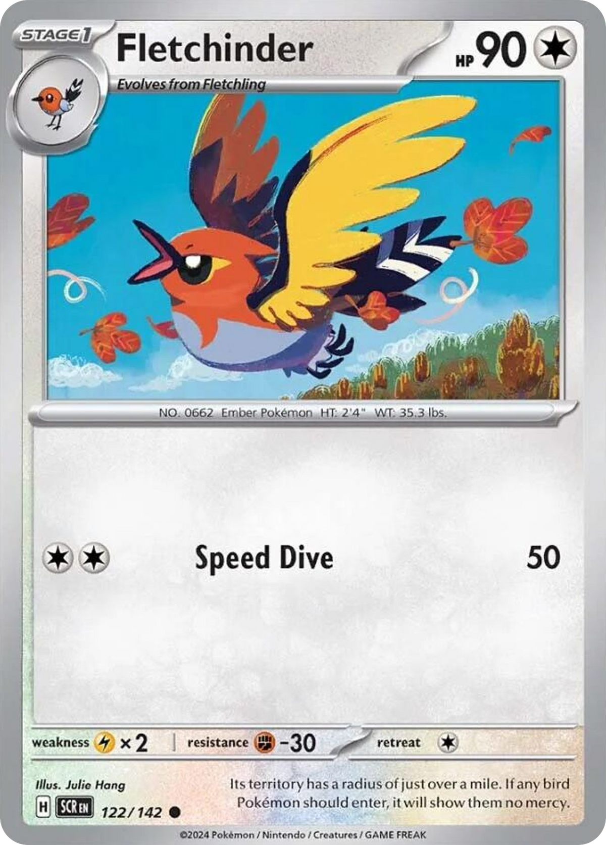 Fletchinder - 122/142 - - STELLAR CROWN - Pokemon - Common | AA05-80