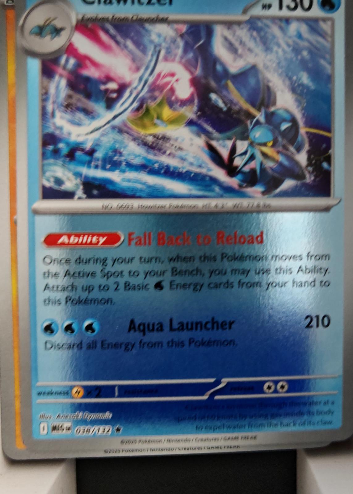 Clawitzer - 038/132 - Reverse Holo - MEGA EVOLUTION - Pokemon - Rare | AA20-41