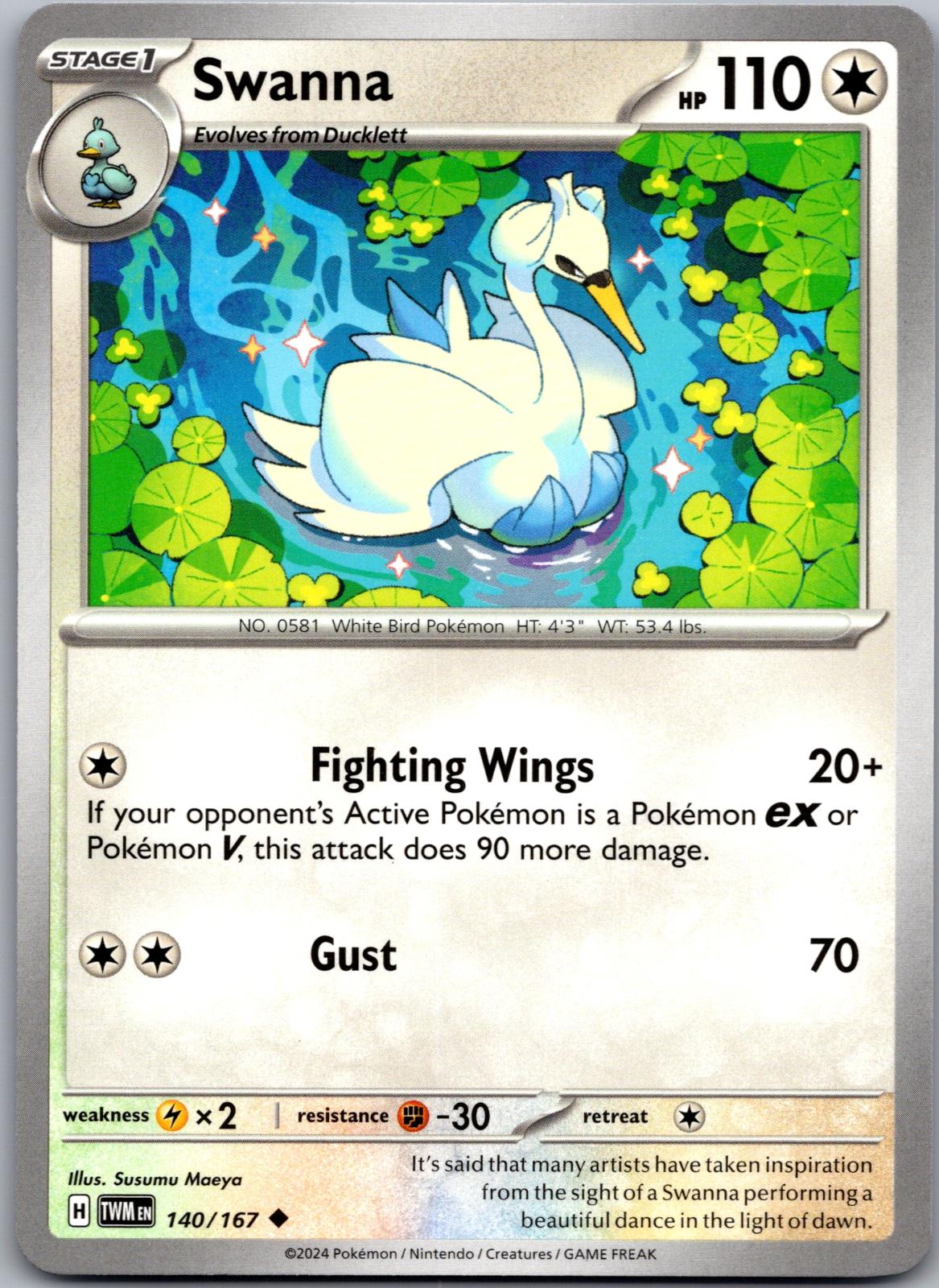 Swanna - 140/167 - - TWILIGHT MASQUERADE - Pokemon - Uncommon | AA87-25