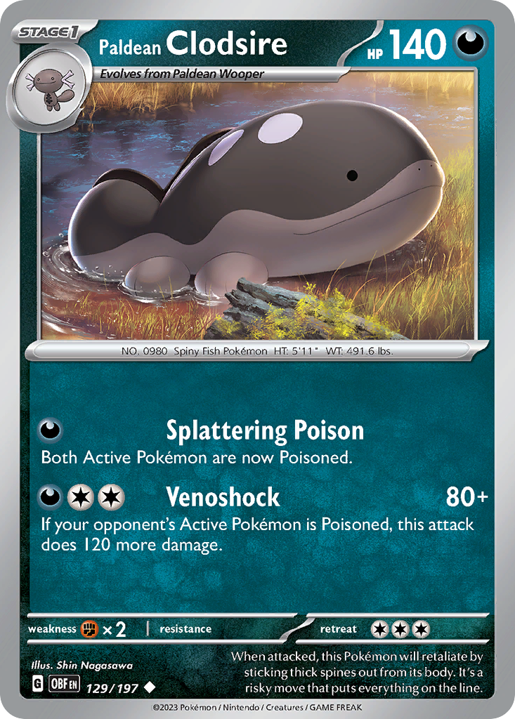 Paldean Clodsire - 129/197 - - OBSIDIAN FLAMES - Pokemon - Uncommon | AA05-93