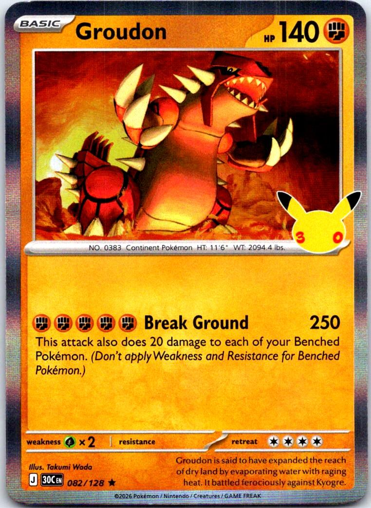 Groudon - 082/128 - Holo - ME: 30TH CELEBRATION - Pokemon - Rare | AB31-14