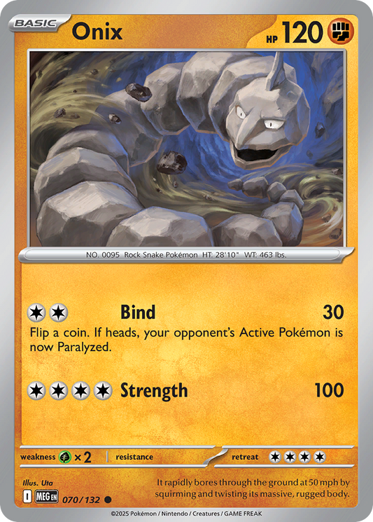 Onix - 070/132 - Reverse Holo - MEGA EVOLUTION - Pokemon - Common | AA24-27