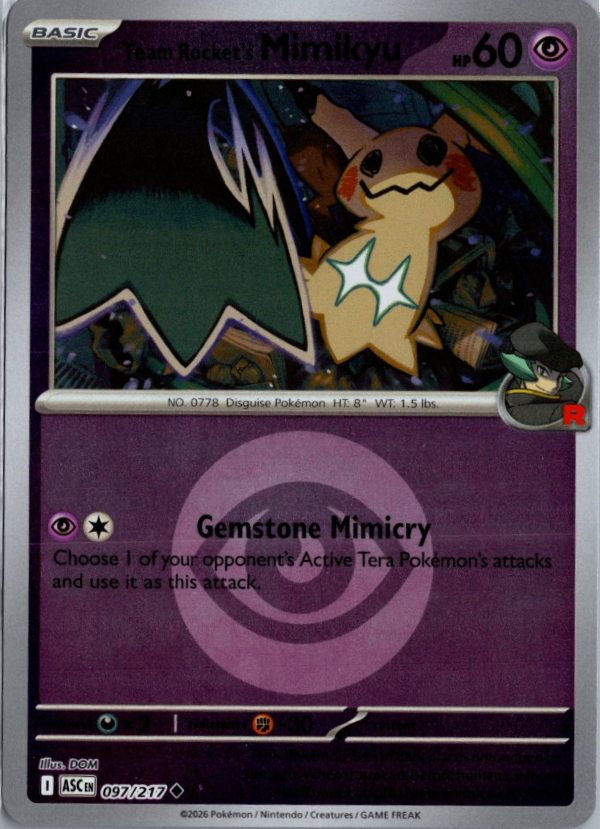 Team Rocket's Mimikyu (Energy Symbol Pattern) - 097/217 - Reverse Holo - ASCENDED HEROES - Pokemon - | AA119-47