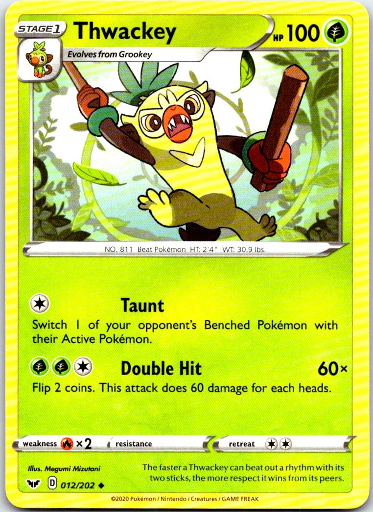 Thwackey - 012/202 - - SWORD & SHIELD - Pokemon - Uncommon | AB75-36