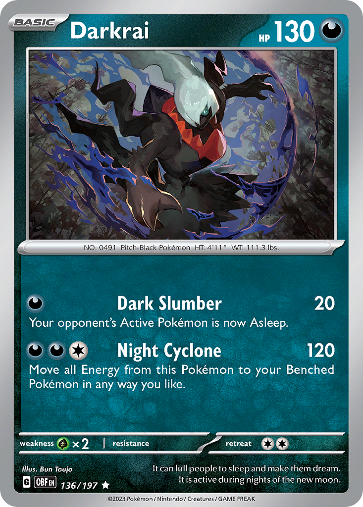 Darkrai - 136/197 - Reverse Holo - OBSIDIAN FLAMES - Pokemon - Rare | AA04-43