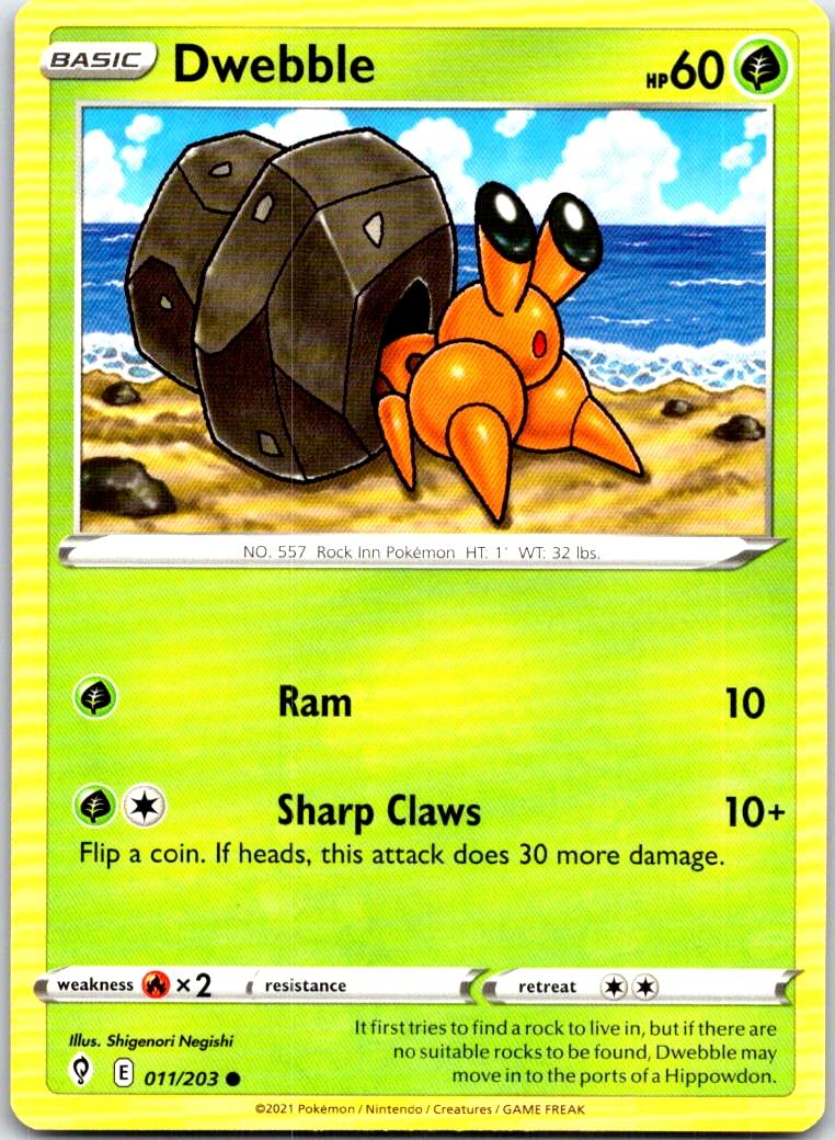Dwebble - 011/203 - - EVOLVING SKIES - Pokemon - Common | AB36-24