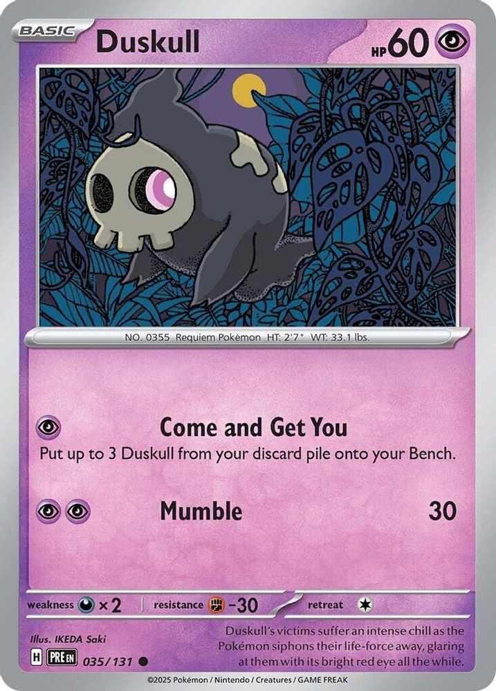 Duskull - 035/131 - Reverse Holo - PRISMATIC EVOLUTIONS - Pokemon - | AA26-93