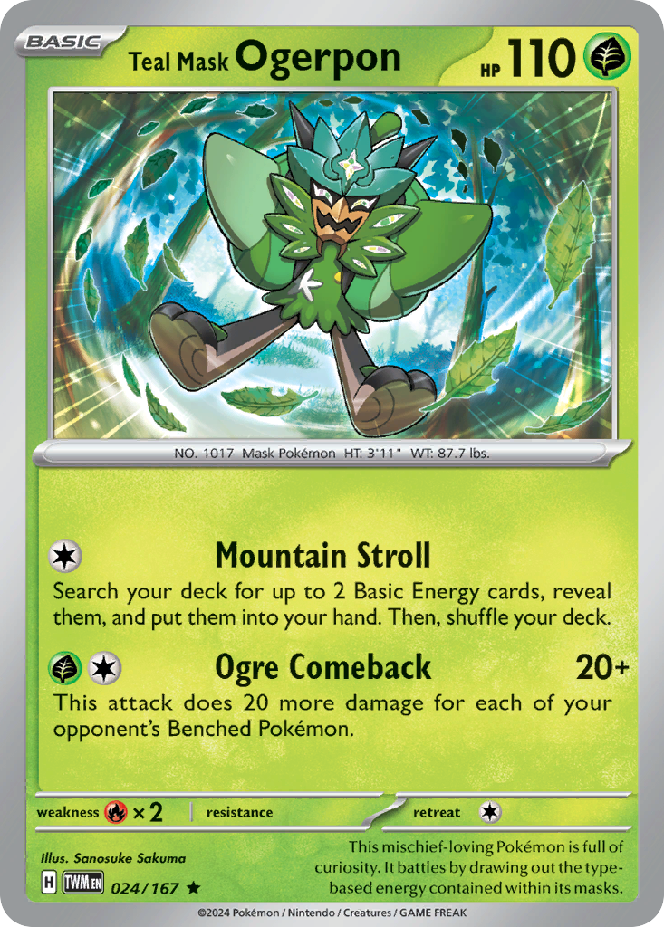 Teal Mask Ogerpon - 024/167 - Holo - TWILIGHT MASQUERADE - Pokemon - | AA74-6