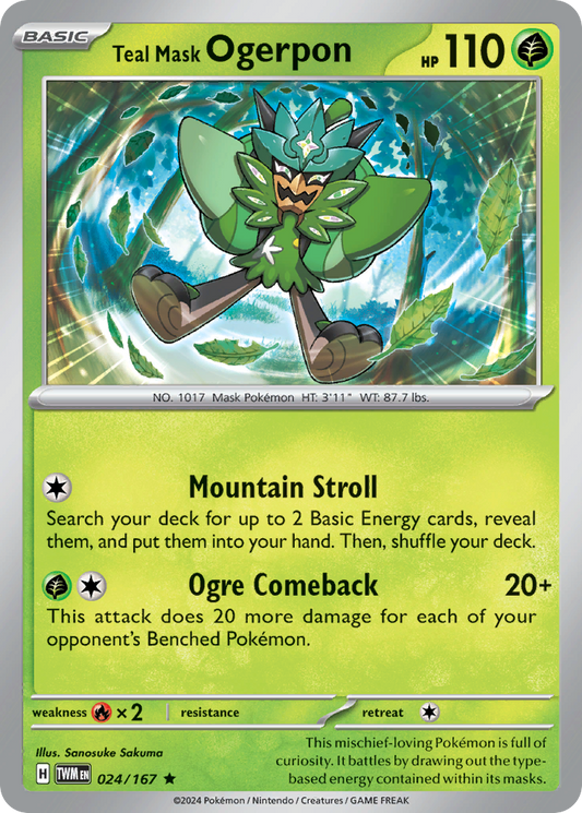 Teal Mask Ogerpon - 024/167 - Holo - TWILIGHT MASQUERADE - Pokemon - | AA74-6
