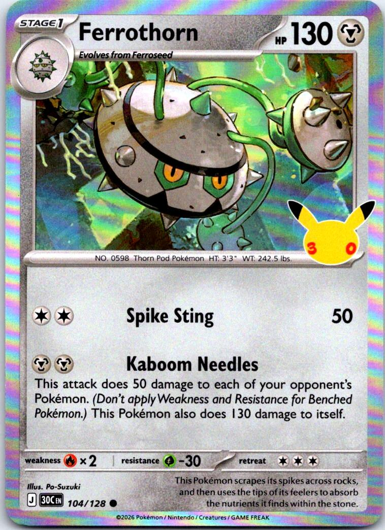 Ferrothorn - 104/128 - Holo - ME: 30TH CELEBRATION - Pokemon - | AB31-5
