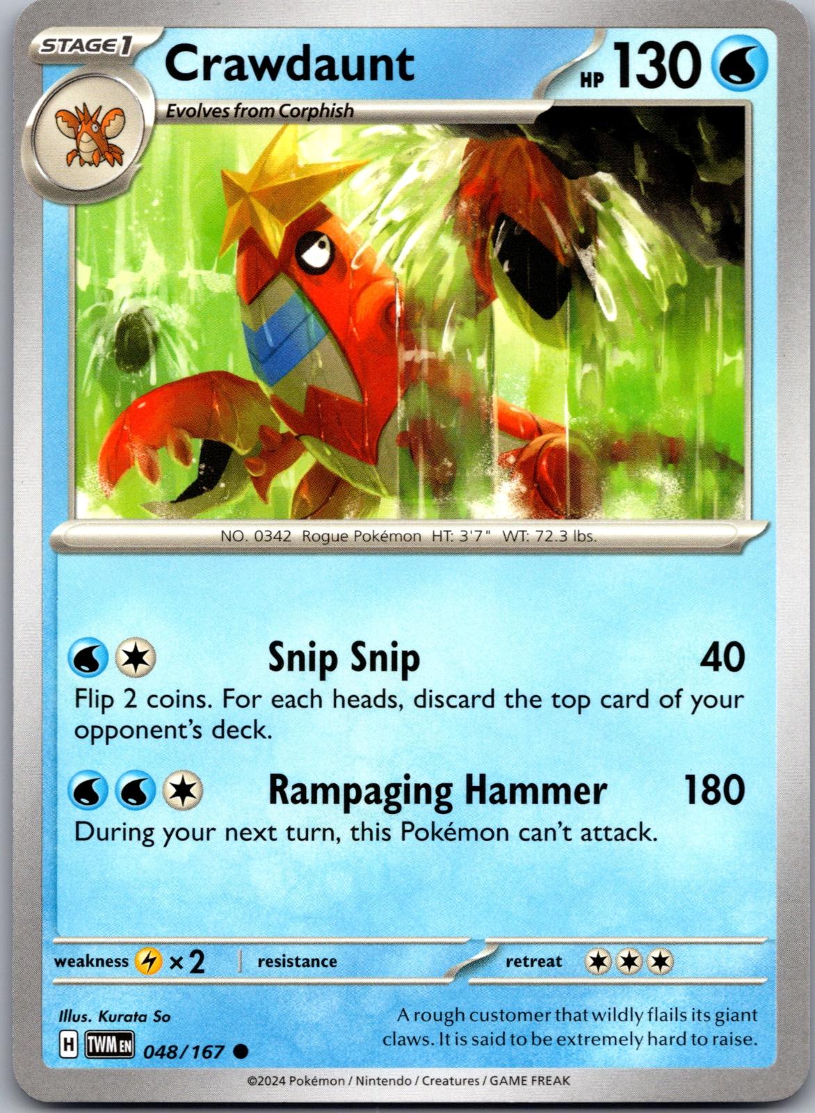 Crawdaunt - 048/167 - - TWILIGHT MASQUERADE - Pokemon - Common | AA85-32