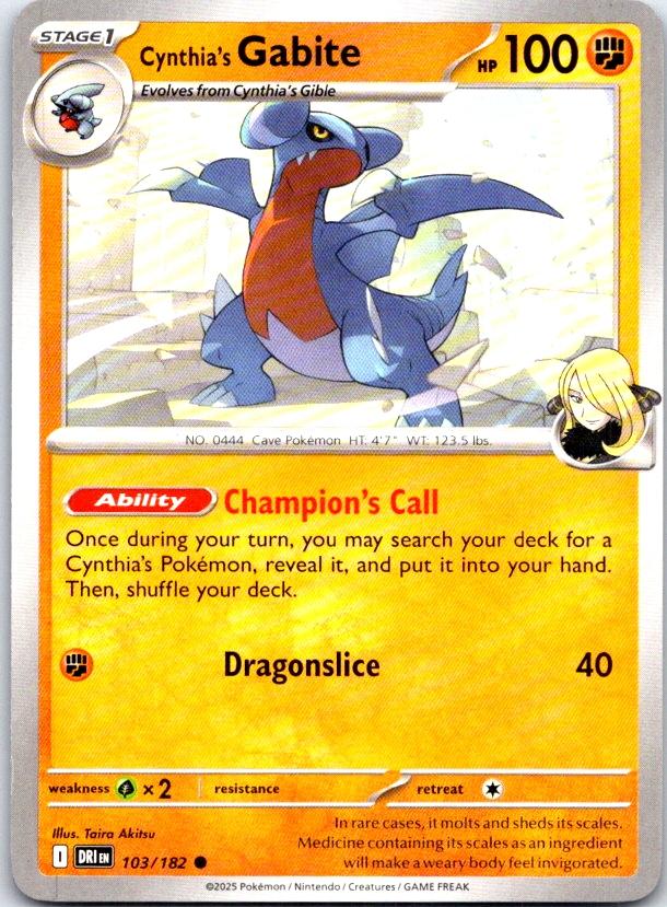 Cynthia's Gabite - 103/182 - - DESTINED RIVALS - Pokemon - Common | AC03-25