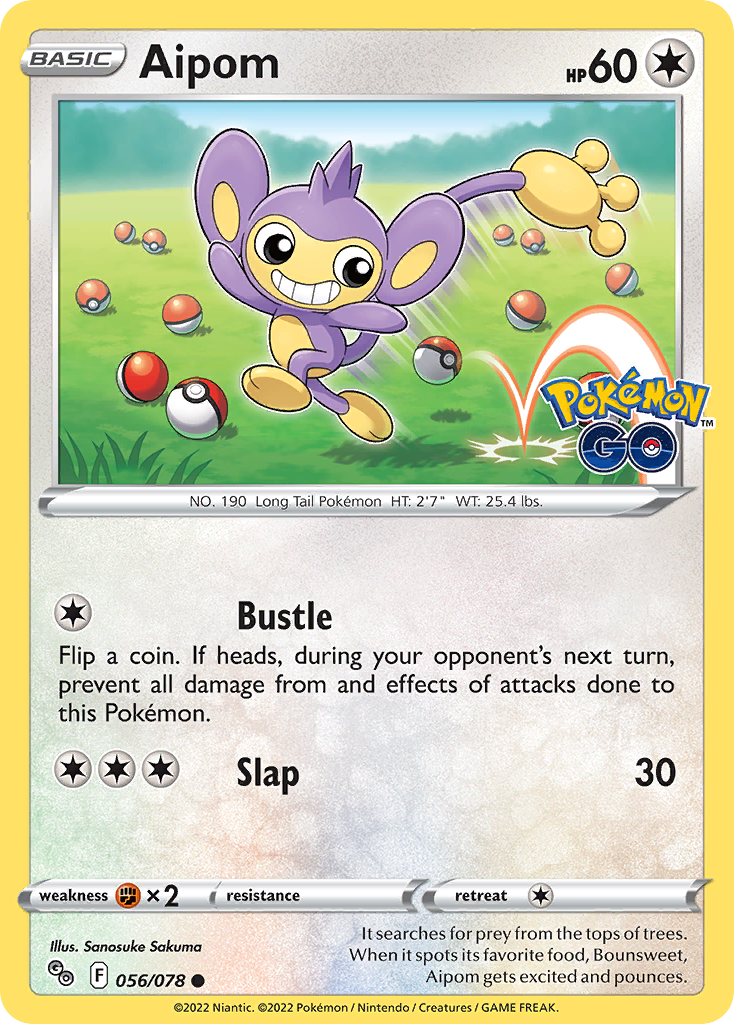 Aipom - 056/078 - Reverse Holo - POKEMON GO - Pokemon - Common | AA119-19
