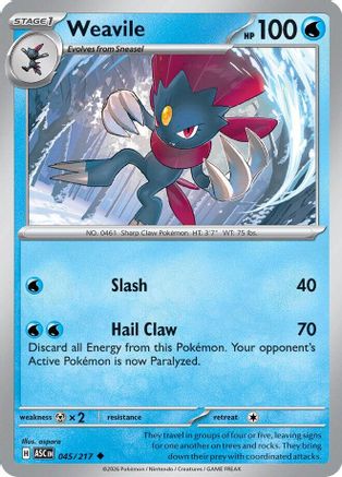 Weavile - 045/217 - - ASCENDED HEROES - Pokemon - Uncommon | AA11-97